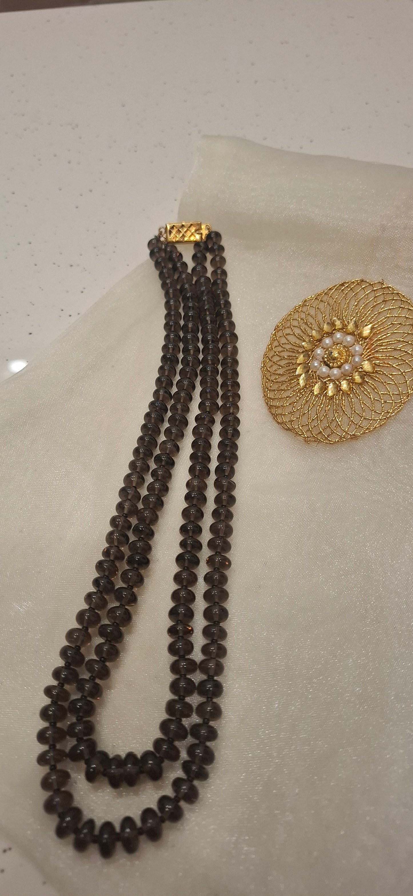 Smoky Quartz  Double Layer Neckpiece 100%original(18inch)