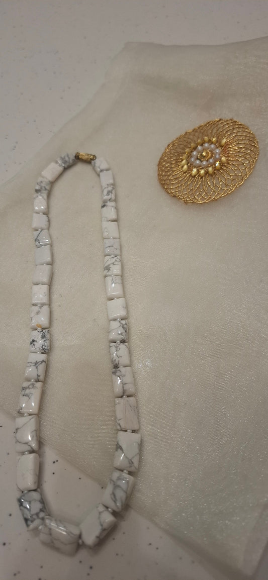 Howlite Mala(Square Beads 20 inch)