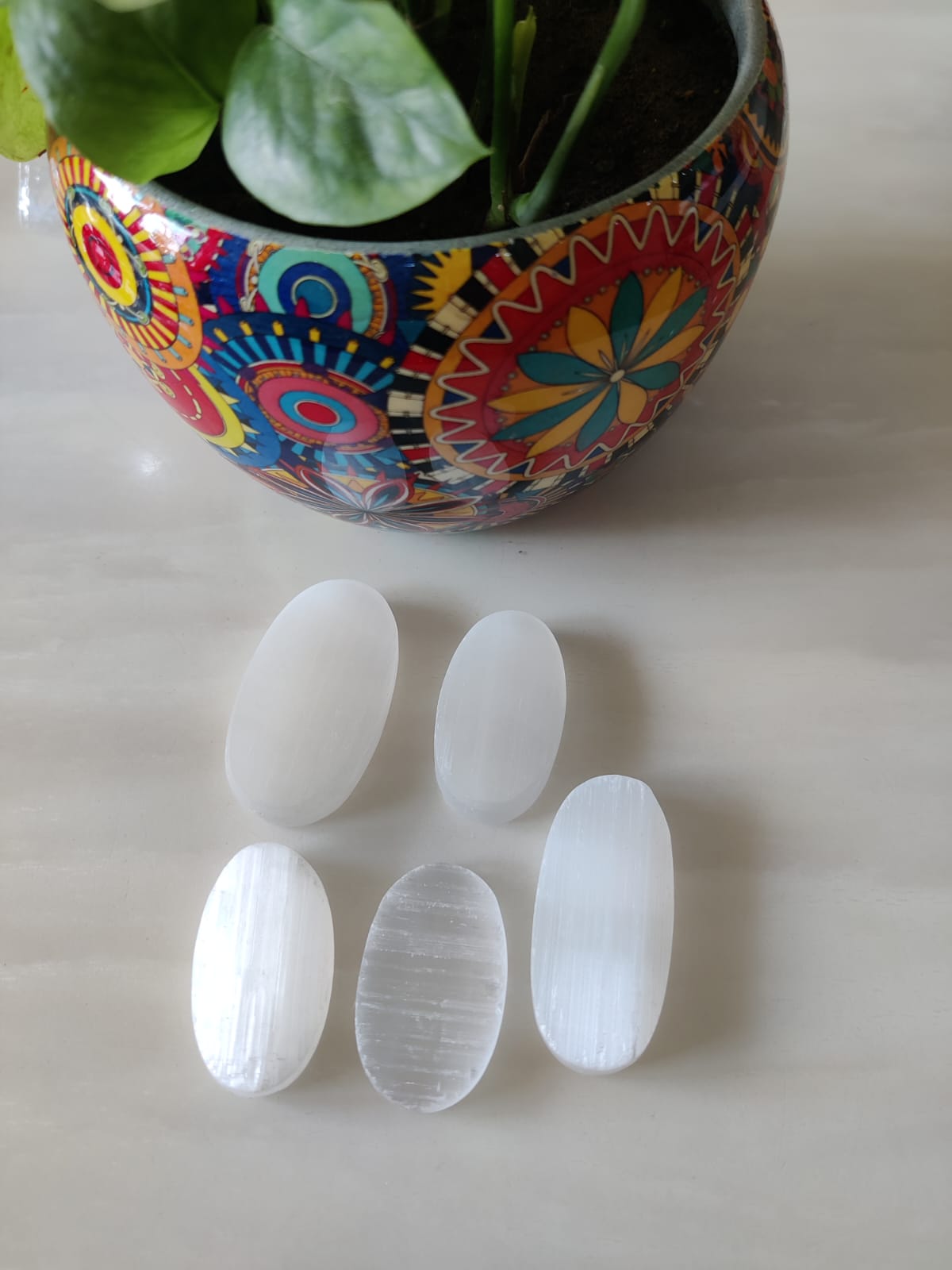 Selenite Palm Stones