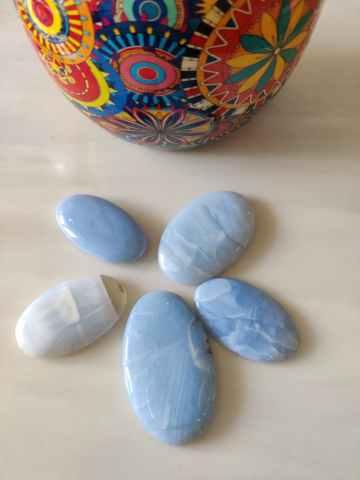 Blue Lace Agate Palm Stone(original)