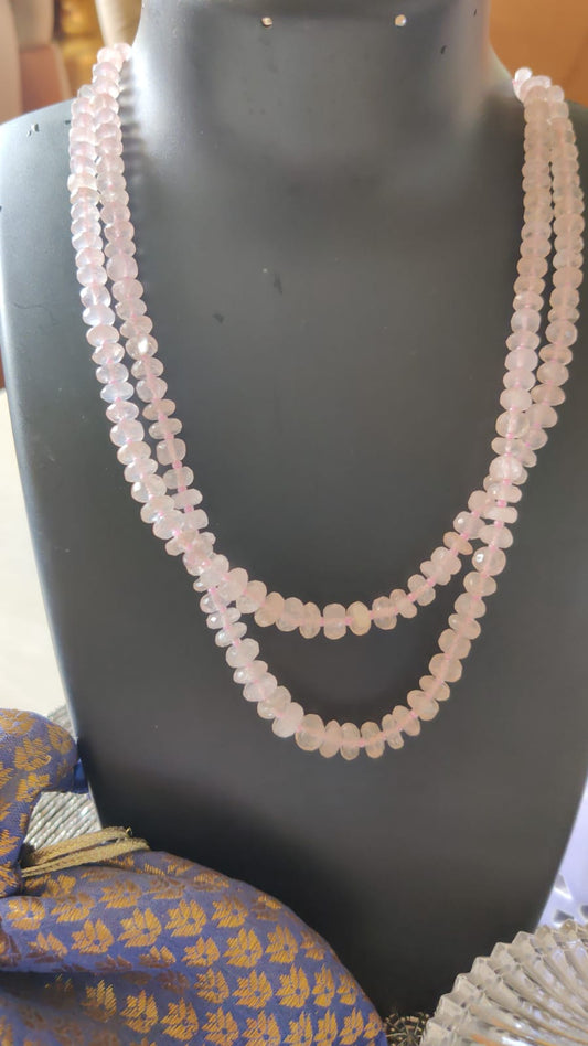 Rose Quartz Double Layer Mala(cutting Beads)100%original