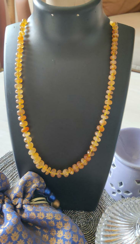 Citrine Single Maala 💯 original (32 inch Diamond Cut Beads)