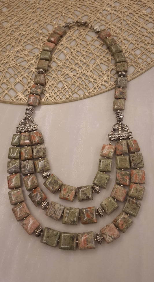 Unakite Neckpieace (3 layers  23 inch)