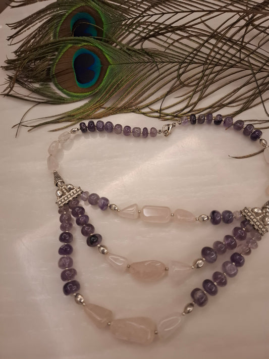 Neckpiece  RoseQuartz  And Amethyst