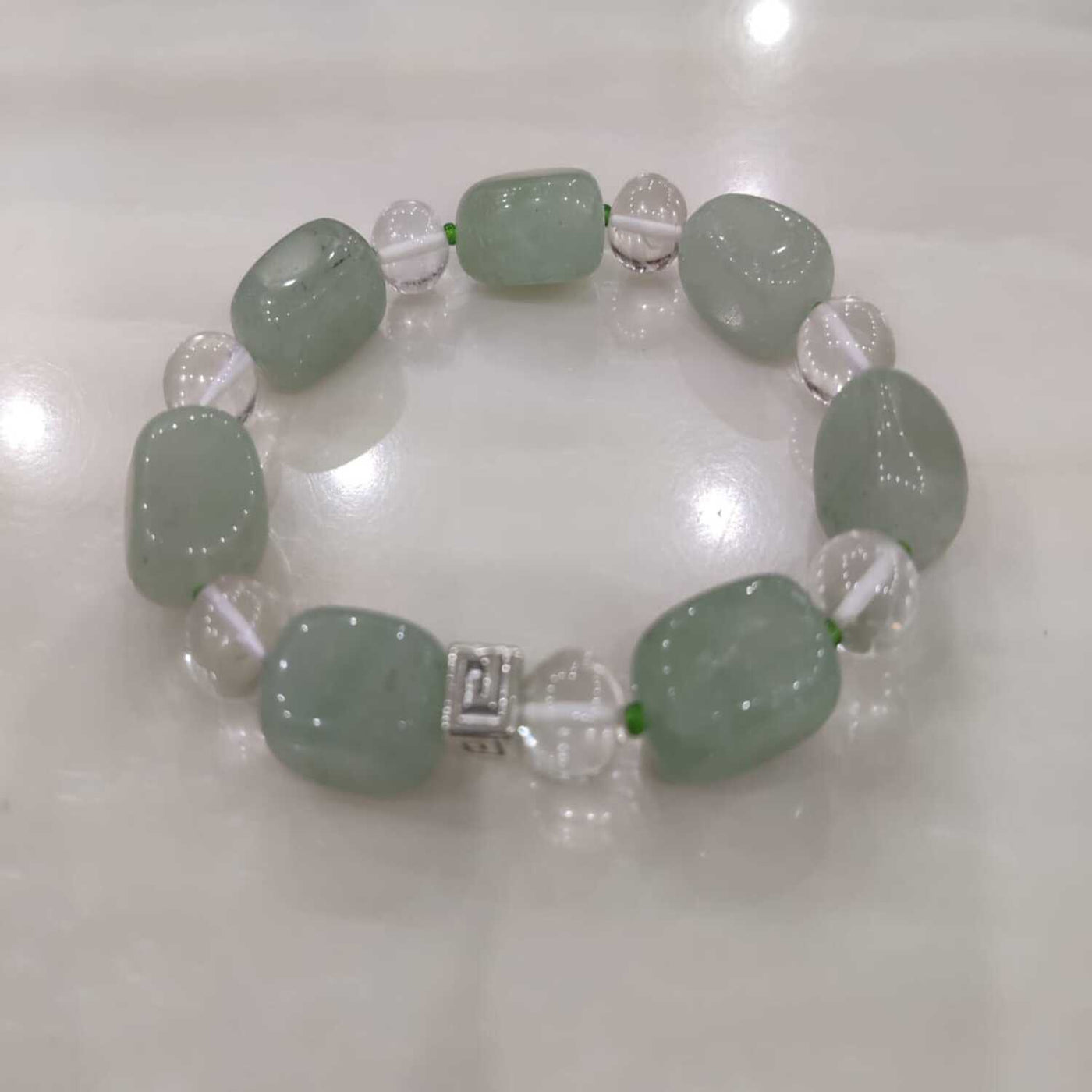 Green Aventurine with Clear Quartz Bracelet