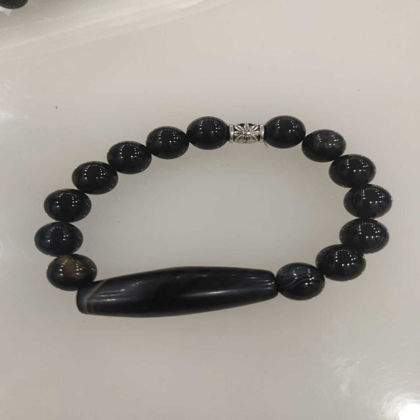 Black Agate DZI Bracelet