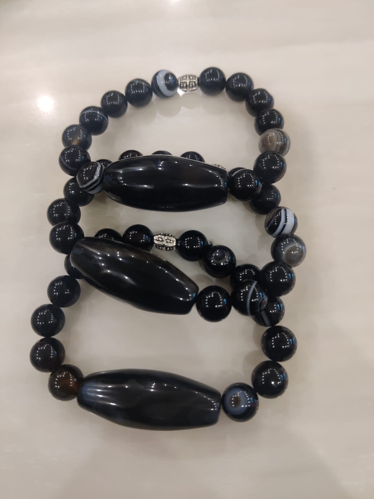 Black Agate DZI Bracelet