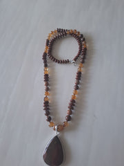 Red Jasper And Citrine Neckpiece [30 inch]