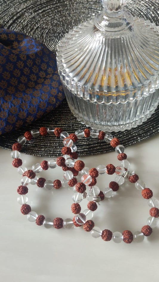 Clear Quartz with Panch Mukhi Rudraksha bracelet