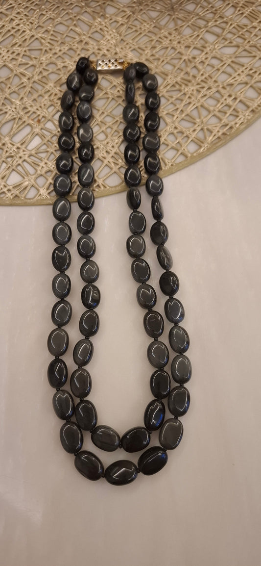 Black Obsedian Bouble Layer Maala(18")100%original