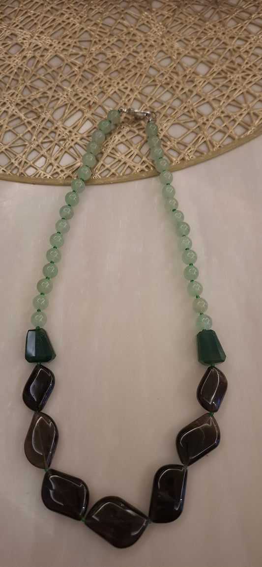 Smoky Quartz With Green Aventurine Maala (18")100%original